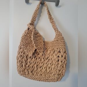 Source Unknown Beige Crochet Shoulder Bag